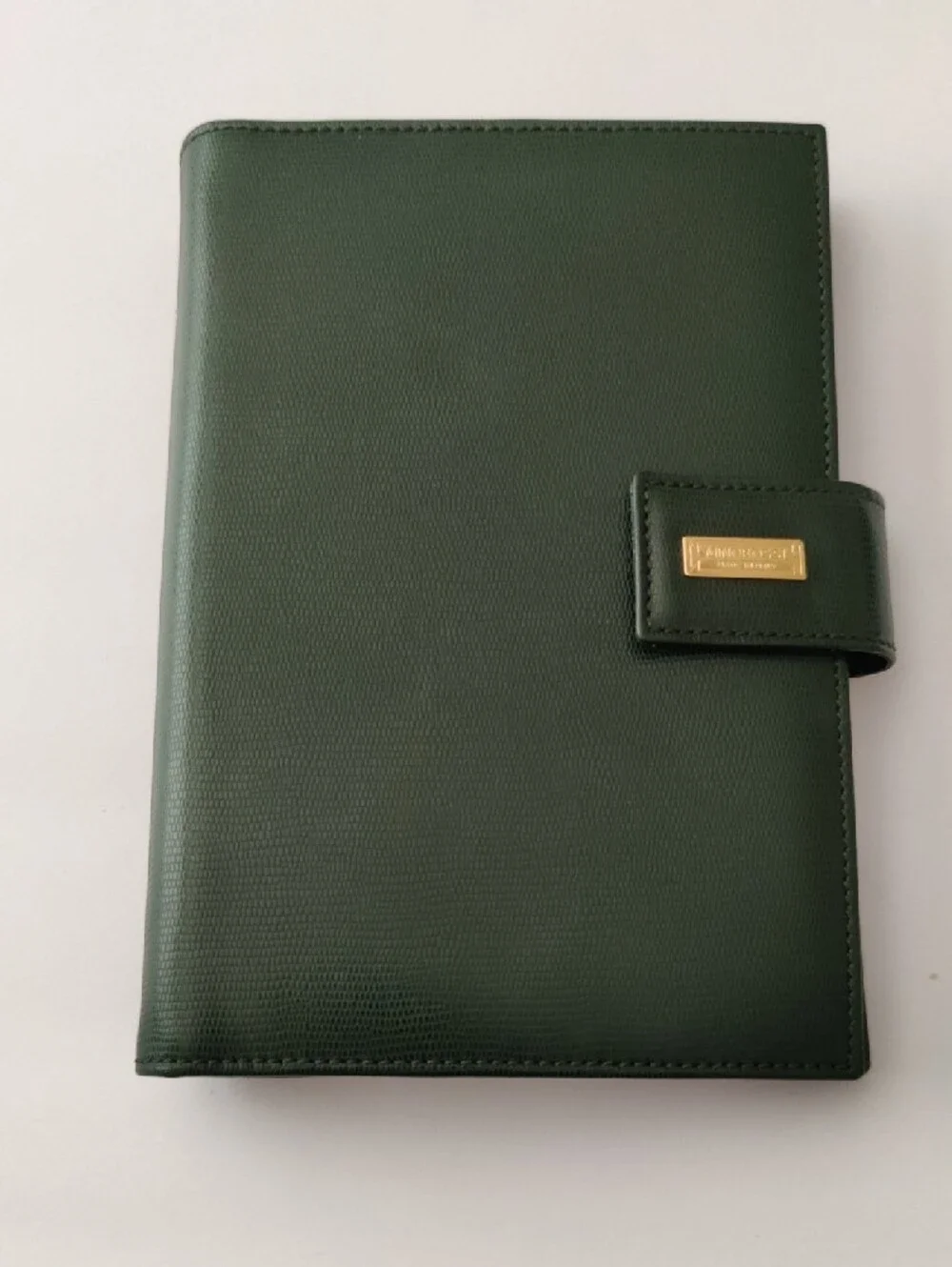 Brand New - Green Leather Folio with Snap Closure. Made In Italy